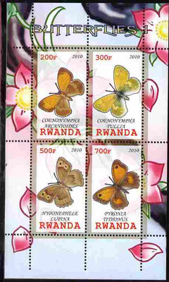 Rwanda 2010 Butterflies #1 perf sheetlet containing 4 values unmounted mint