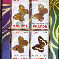 Rwanda 2010 Butterflies #2 perf sheetlet containing 4 values unmounted mint