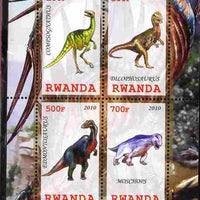 Rwanda 2010 Dinosaurs #1 perf sheetlet containing 4 values unmounted mint