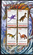 Rwanda 2010 Dinosaurs #2 perf sheetlet containing 4 values unmounted mint