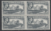 Gibraltar 1938-51 KG6 2d grey P13.5 watermark upright unmounted mint block of 4 SG124a