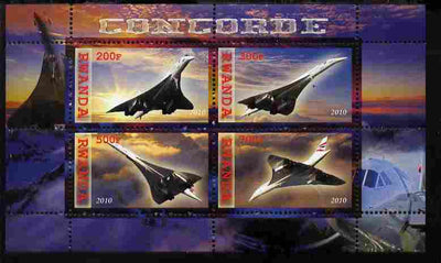 Rwanda 2010 Concorde perf sheetlet containing 4 values unmounted mint