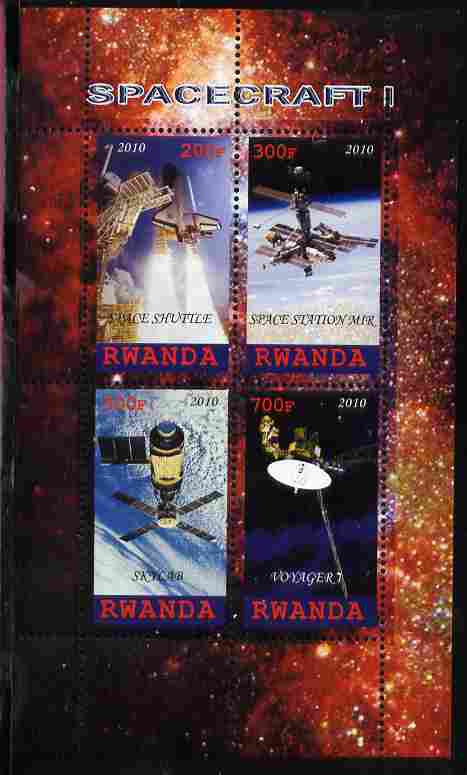 Rwanda 2010 Spacecraft #1 perf sheetlet containing 4 values unmounted mint