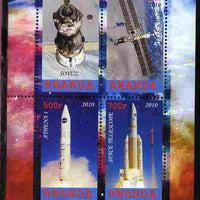 Rwanda 2010 Spacecraft #2 perf sheetlet containing 4 values unmounted mint