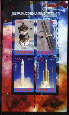 Rwanda 2010 Spacecraft #2 perf sheetlet containing 4 values unmounted mint