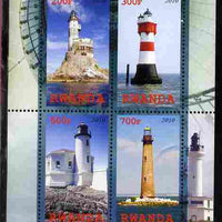 Rwanda 2010 Lighthouses #2 perf sheetlet containing 4 values unmounted mint