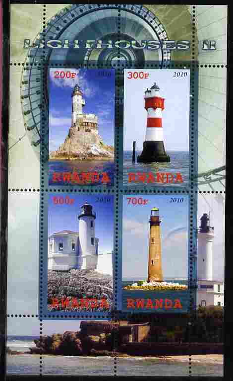 Rwanda 2010 Lighthouses #2 perf sheetlet containing 4 values unmounted mint