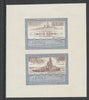 St Vincent - Bequia 1985 Warships of World War 2, $1.50 USS Nevada individual imperf se-tenant colour trial proof in purple-brown and blue with buff background, ex Format International archives