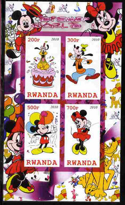 Rwanda 2010 Disney World #1 imperf sheetlet containing 4 values unmounted mint