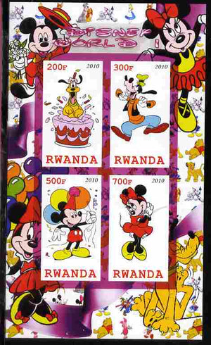 Rwanda 2010 Disney World #1 imperf sheetlet containing 4 values unmounted mint