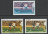 St Vincent - Bequia 1986 World Cup Football 10c Bulgaria v France - imperf Cromalin die proofs (plastic card) in magenta & cyan only and all 4 colours plus issued stamp, two rare proof items from the Format International archives.……Details Below