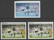 St Vincent - Bequia 1986 World Cup Football 75c Italy v West Germany - imperf Cromalin die proofs (plastic card) in magenta & cyan only and all 4 colours plus issued stamp, two rare proof items from the Format International archiv……Details Below