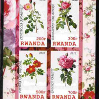 Rwanda 2010 Flowers - Roses imperf sheetlet containing 4 values unmounted mint