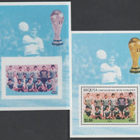 St Vincent - Bequia 1986 World Cup Football $1.00 m/sheet (Iraq Team) imperf Cromalin die proof (plastic card) in magenta & cyan only (plus issued m/sheet) ex Format International archives. Cromalin proofs are an essential part of……Details Below