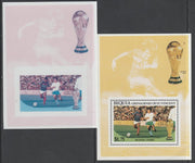 St Vincent - Bequia 1986 World Cup Football $1.75 m/sheet (Bulgaria v France) imperf Cromalin die proof (plastic card) in magenta & cyan only (plus issued m/sheet) ex Format International archives. Cromalin proofs are an essential……Details Below