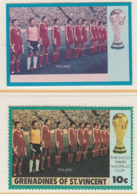 St Vincent - Grenadines 1986 World Cup Football 10c Poland Team - imperf Cromalin die proof (plastic card) in magenta & cyan only (plus issued stamp)rare proof item from the Format International archives. Cromalin proofs are an es……Details Below
