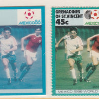 St Vincent - Grenadines 1986 World Cup Football 45c Bulgaria - imperf Cromalin die proof (plastic card) in magenta & cyan only (plus issued stamp)rare proof item from the Format International archives. Cromalin proofs are an essen……Details Below