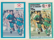 St Vincent - Grenadines 1986 World Cup Football 75c Iraq - imperf Cromalin die proof (plastic card) in magenta & cyan only (plus issued stamp)rare proof item from the Format International archives. Cromalin proofs are an essential……Details Below