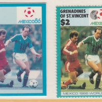 St Vincent - Grenadines 1986 World Cup Football $2 Northern Ireland - imperf Cromalin die proof (plastic card) in magenta & cyan only (plus issued stamp)rare proof item from the Format International archives. Cromalin proofs are a……Details Below