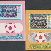 St Vincent - Grenadines 1986 World Cup Football $3.00 m/sheet (Uruguay Team) imperf Cromalin die proof (plastic card) in magenta & cyan only (plus issued m/sheet) ex Format International archives. Cromalin proofs are an essential ……Details Below