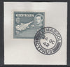 Cyprus 1938-51 KG6 Map 4.5pi grey SG 157 on piece with full strike of Madame Joseph forged postmark type 137
