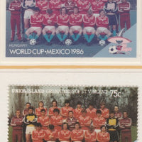 St Vincent - Union Island 1986 World Cup Football 75c Hungary Team - imperf Cromalin die proof (plastic card) in magenta & cyan only (plus issued stamp)rare proof item from the Format International archives. Cromalin proofs are an……Details Below