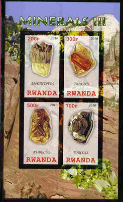 Rwanda 2010 Minerals #3 imperf sheetlet containing 4 values unmounted mint