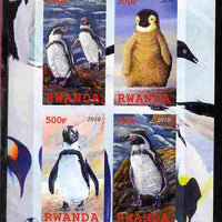 Rwanda 2010 Penguins imperf sheetlet containing 4 values unmounted mint