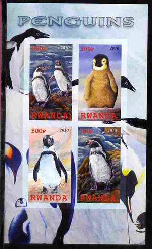 Rwanda 2010 Penguins imperf sheetlet containing 4 values unmounted mint