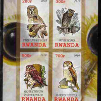 Rwanda 2010 Owls #1 imperf sheetlet containing 4 values unmounted mint