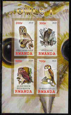 Rwanda 2010 Owls #1 imperf sheetlet containing 4 values unmounted mint