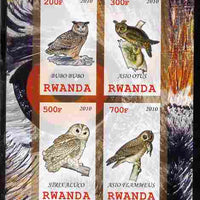 Rwanda 2010 Owls #2 imperf sheetlet containing 4 values unmounted mint