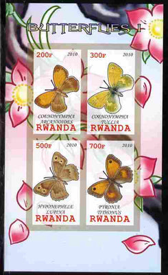 Rwanda 2010 Butterflies #1 imperf sheetlet containing 4 values unmounted mint