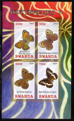 Rwanda 2010 Butterflies #2 imperf sheetlet containing 4 values unmounted mint