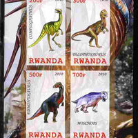 Rwanda 2010 Dinosaurs #1 imperf sheetlet containing 4 values unmounted mint