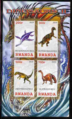 Rwanda 2010 Dinosaurs #2 imperf sheetlet containing 4 values unmounted mint