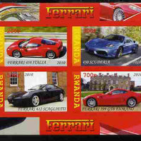 Rwanda 2010 Ferrari Cars imperf sheetlet containing 4 values unmounted mint