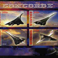 Rwanda 2010 Concorde imperf sheetlet containing 4 values unmounted mint