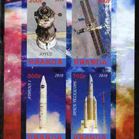 Rwanda 2010 Spacecraft #2 imperf sheetlet containing 4 values unmounted mint