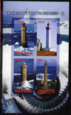 Rwanda 2010 Lighthouses #1 imperf sheetlet containing 4 values unmounted mint