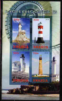Rwanda 2010 Lighthouses #2 imperf sheetlet containing 4 values unmounted mint