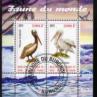 Burundi 2011 Fauna of the World - Pelicans perf sheetlet containing 2 values fine cto used