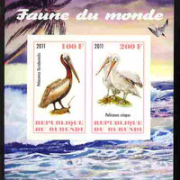 Burundi 2011 Fauna of the World - Pelicans imperf sheetlet containing 2 values unmounted mint