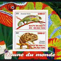 Burundi 2011 Fauna of the World - Chaemeleons imperf sheetlet containing 2 values unmounted mint