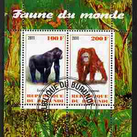 Burundi 2011 Fauna of the World - Big Apes (Gorilla & Orangutan) perf sheetlet containing 2 values fine cto used