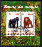 Burundi 2011 Fauna of the World - Big Apes (Gorilla & Orangutan) perf sheetlet containing 2 values fine cto used