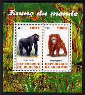 Burundi 2011 Fauna of the World - Big Apes (Gorilla & Orangutan) perf sheetlet containing 2 values unmounted mint