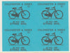 Cinderella - Great Britain 1988 Colchester & Essex £1 Strike Mail label black on blue showing Bicycle and dated 28 Nov 1988 imperf proof block of 4 on ungummed paper