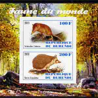 Burundi 2011 Fauna of the World - Mammals (Tenrec & Solenodon) imperf sheetlet containing 2 values unmounted mint