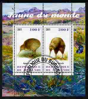 Burundi 2011 Fauna of the World - Kiwis perf sheetlet containing 2 values fine cto used